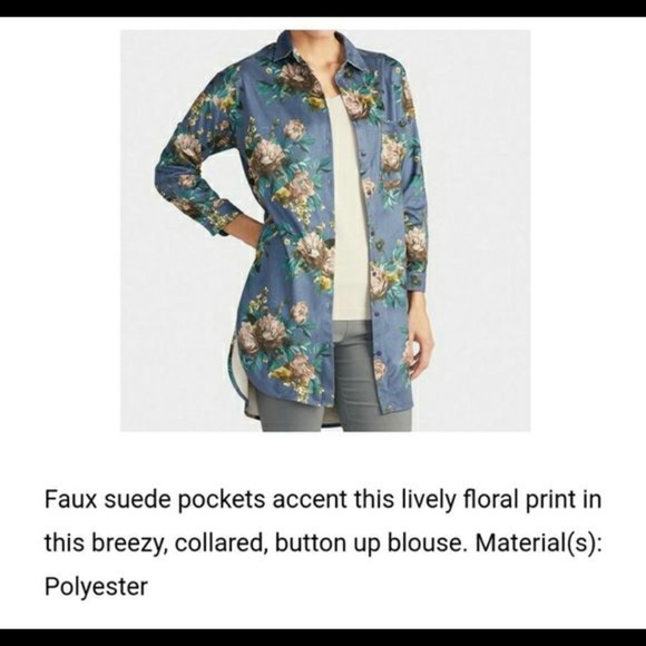 COCO + CARMEN NWT floral faux suede pocket tunic - Picture 8 of 8